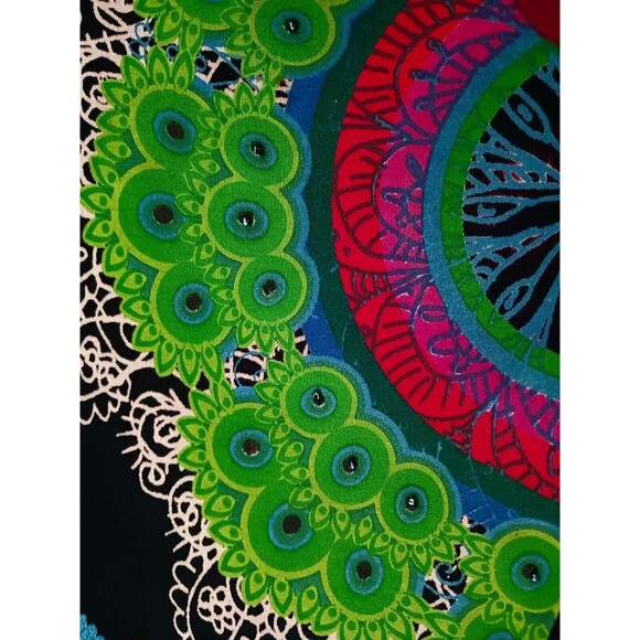 Desigual L/S Dress Bright Abstract Print Asymmetrical Hem Sz S - Picture 9 of 9